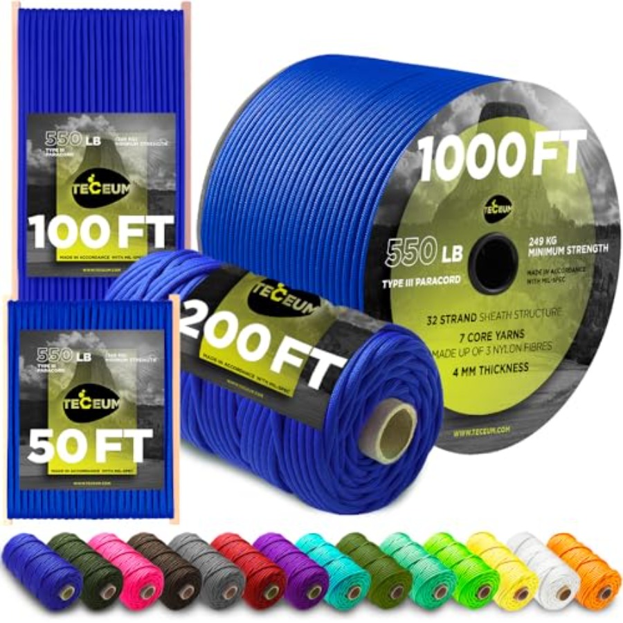Para Cord 1000Ft - 5/32 Paracord Rope 1000 1000ft/ 200ft/