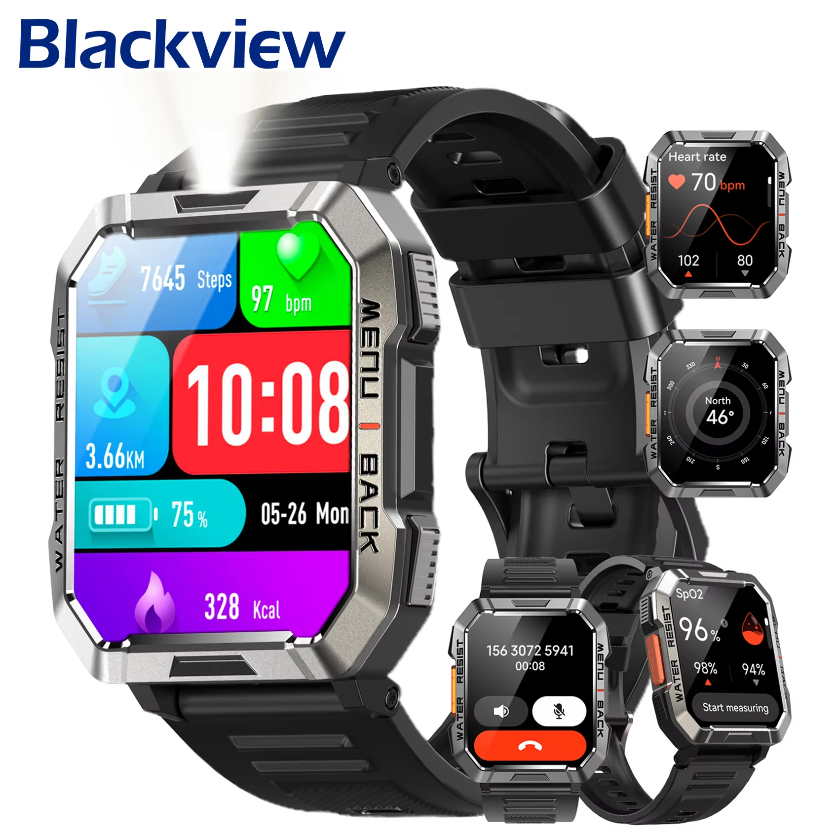 Compass Lensatic - Blackview W60 Waterproof Smartwatch with Emergency