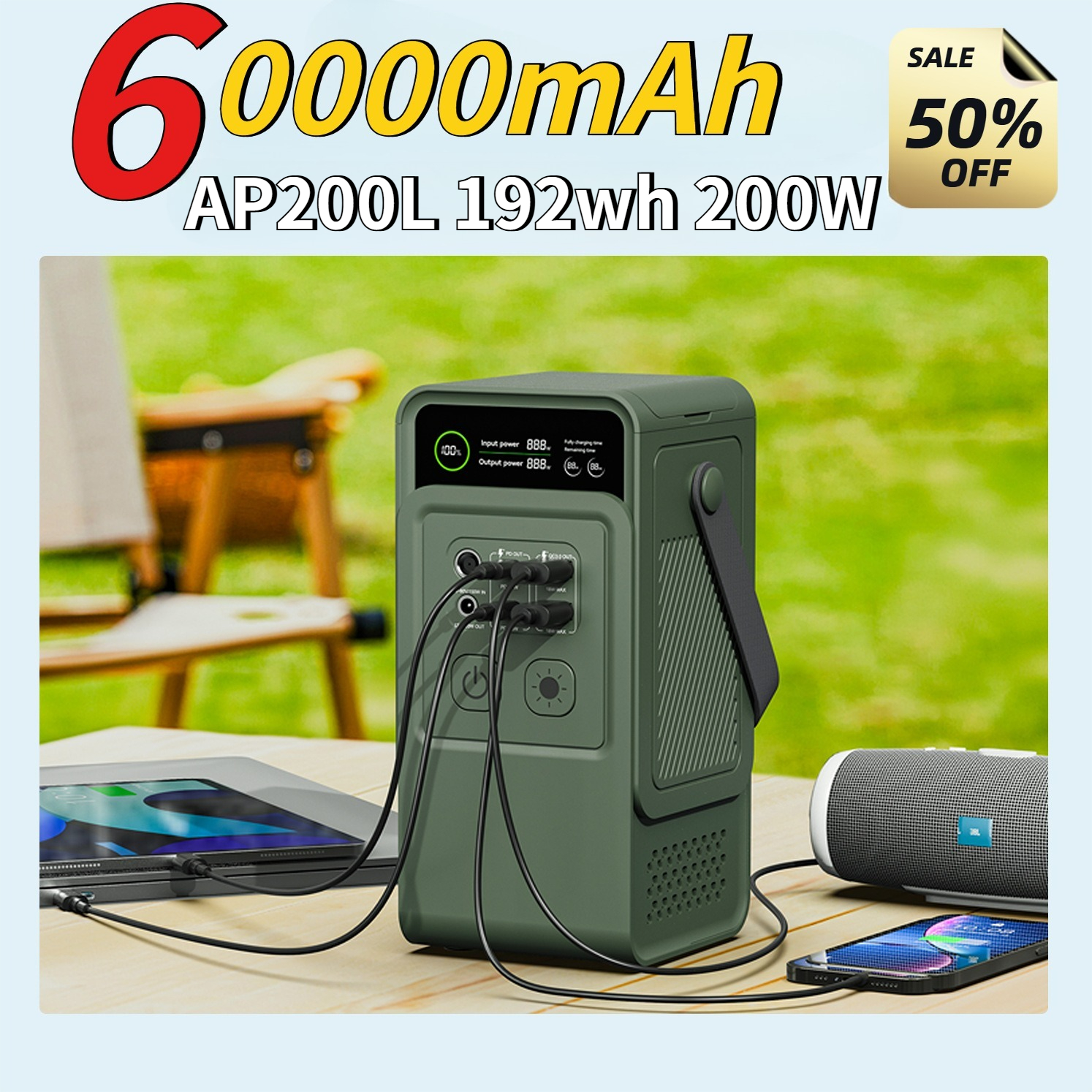 60000mAh 200W 192Wh Camping Po - Solar Emergency Charger review and price