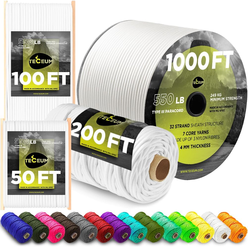 Paracord Type III 550 White 10 - Para Cord 1000Ft review and price