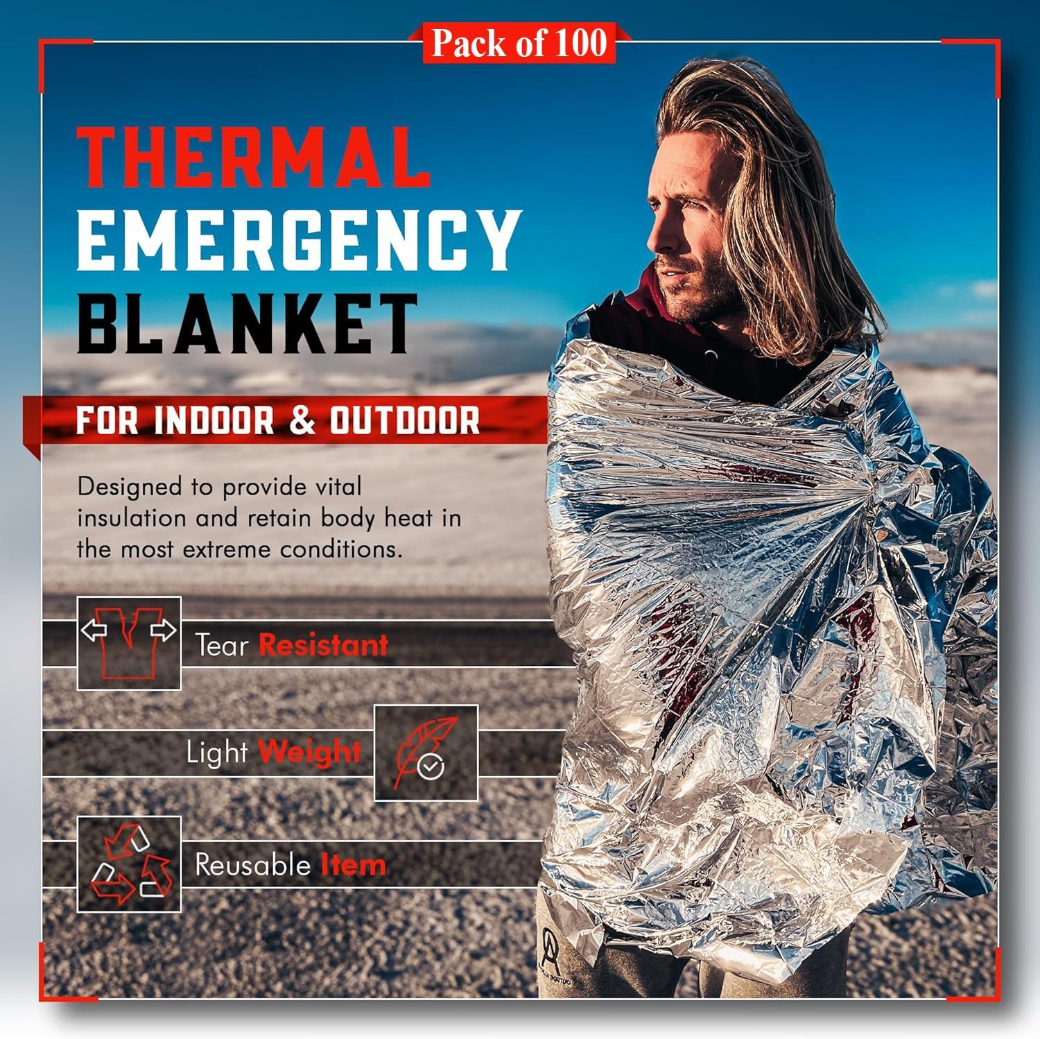 100-Pack Reflective Thermal Bl - Survival Blanket Reflective review and price