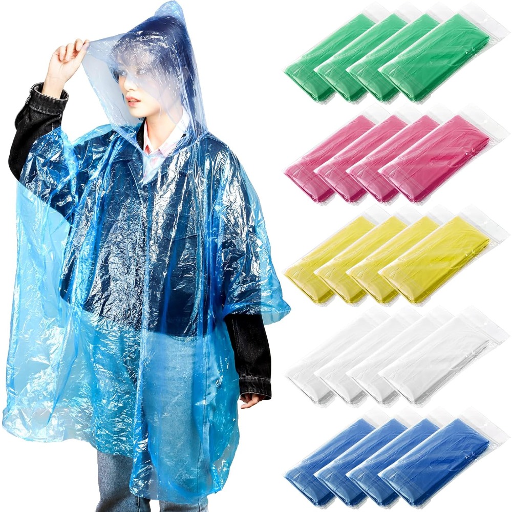 20 Pack Disposable Rain Poncho - Emergency Poncho Rain review and price