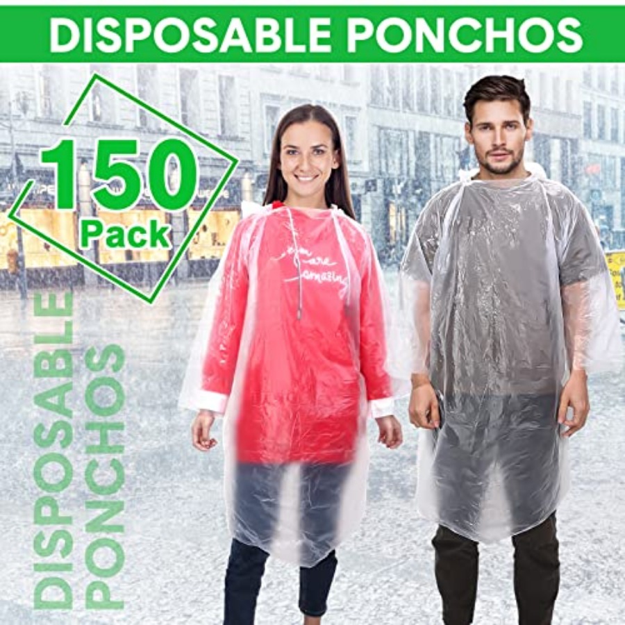 150 Pcs Disposable Rain Poncho - Emergency Poncho Rain review and price